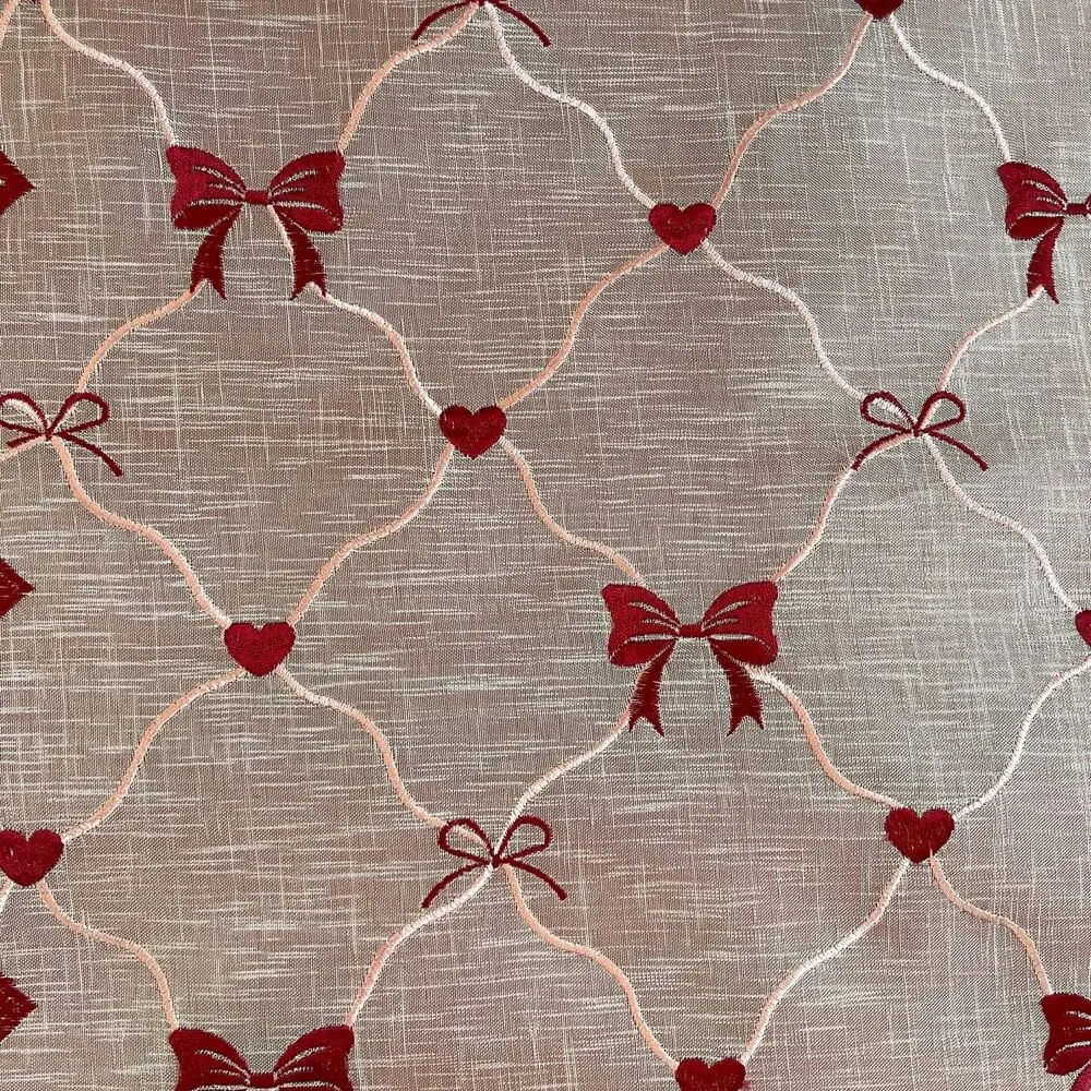 2pc Velvet Valentines Day Table Runner Bows Hearts Red & White by Envogue New